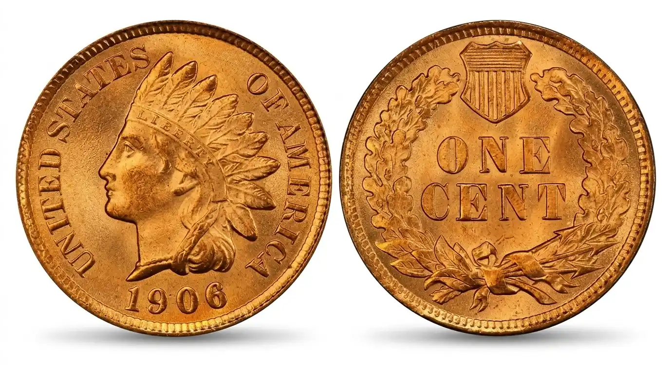 1906 Indian Head penny ultra realistic macro shot